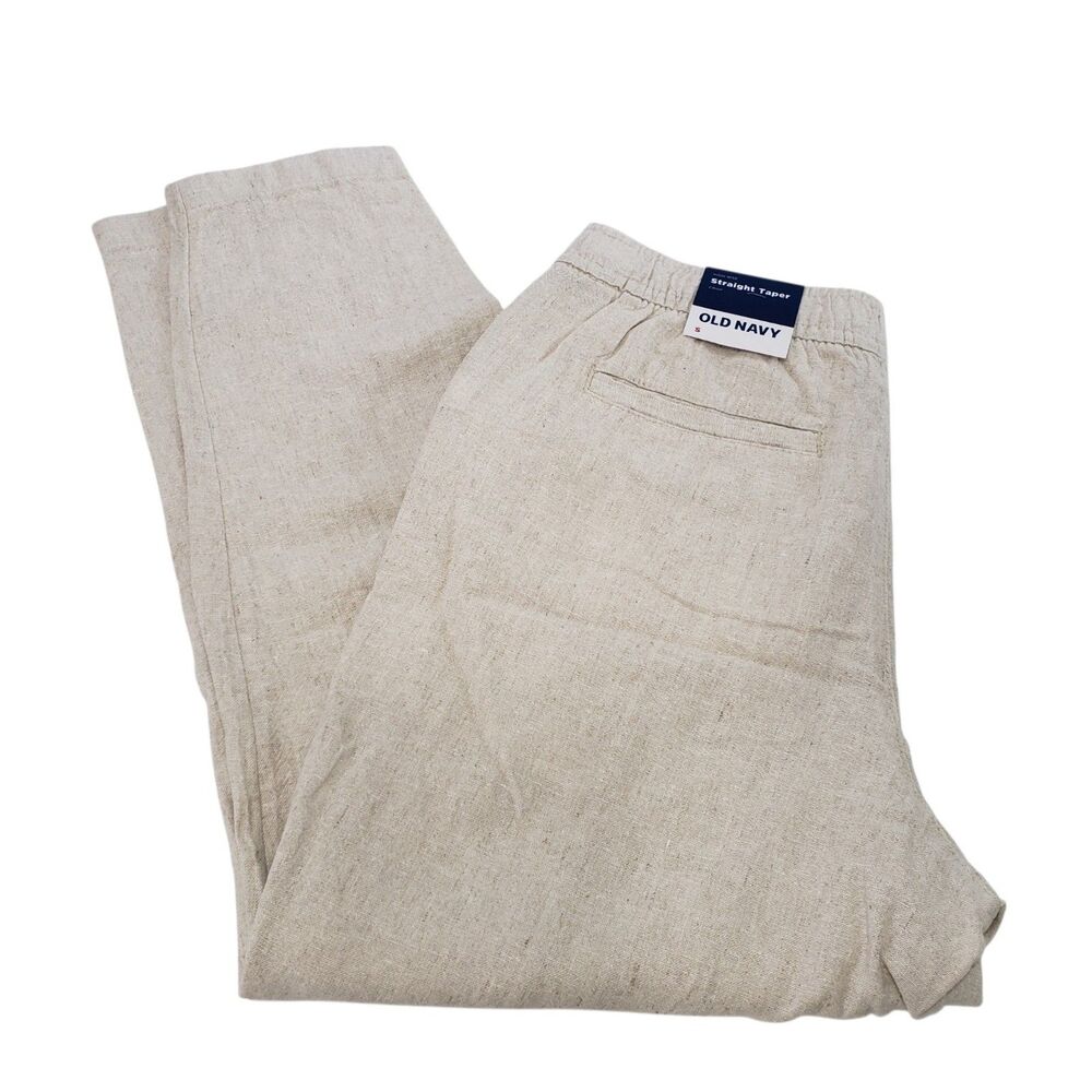 NEW Old Navy Women's Small High Rise Crop Straight Taper Linen Blend Pants